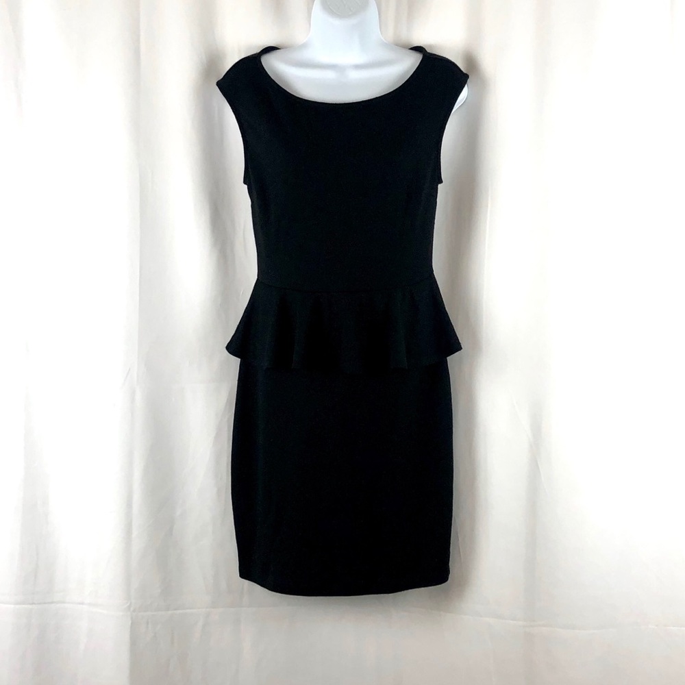 Soprano knit lace back peplum cap sleeve LBD M